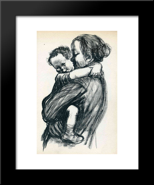 Mother With Child 20x24 Black Modern Wood Framed Art Print Poster by Kollwitz, Kathe