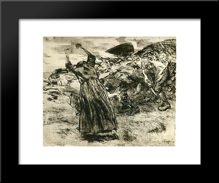 Outbreak 20x24 Black Modern Wood Framed Art Print Poster by Kollwitz, Kathe