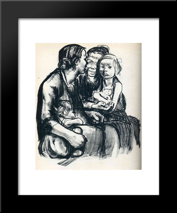 Two Chatting Women With Two Children 20x24 Black Modern Wood Framed Art Print Poster by Kollwitz, Kathe