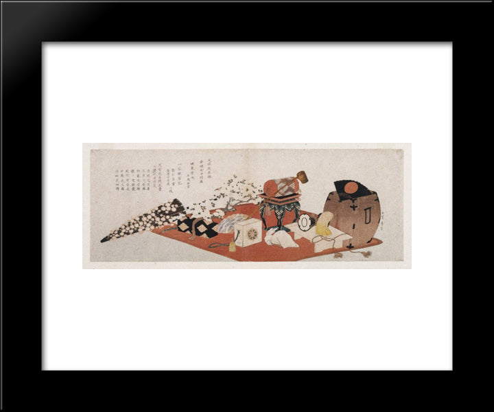 Announcement Of A Farewell Performance Of Bando Mitsugoro 20x24 Black Modern Wood Framed Art Print Poster by Hokusai, Katsushika