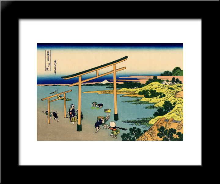 Bay Of Noboto 20x24 Black Modern Wood Framed Art Print Poster by Hokusai, Katsushika