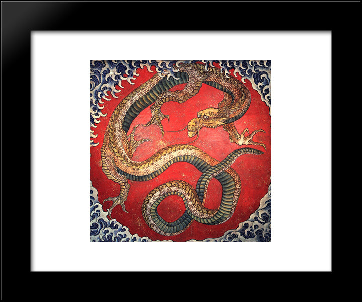 Dragon 20x24 Black Modern Wood Framed Art Print Poster by Hokusai, Katsushika