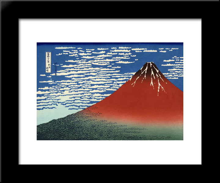 Fuji, Mountains In Clear Weather (Red Fuji) 20x24 Black Modern Wood Framed Art Print Poster by Hokusai, Katsushika