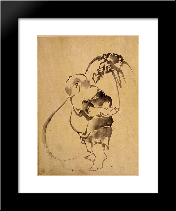 Hotei 20x24 Black Modern Wood Framed Art Print Poster by Hokusai, Katsushika