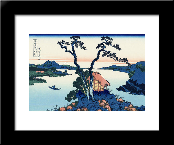 Lake Suwa In The Shinano Province 20x24 Black Modern Wood Framed Art Print Poster by Hokusai, Katsushika