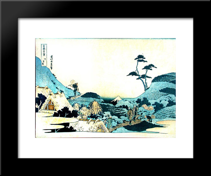 Landscape With Two Falconers 20x24 Black Modern Wood Framed Art Print Poster by Hokusai, Katsushika