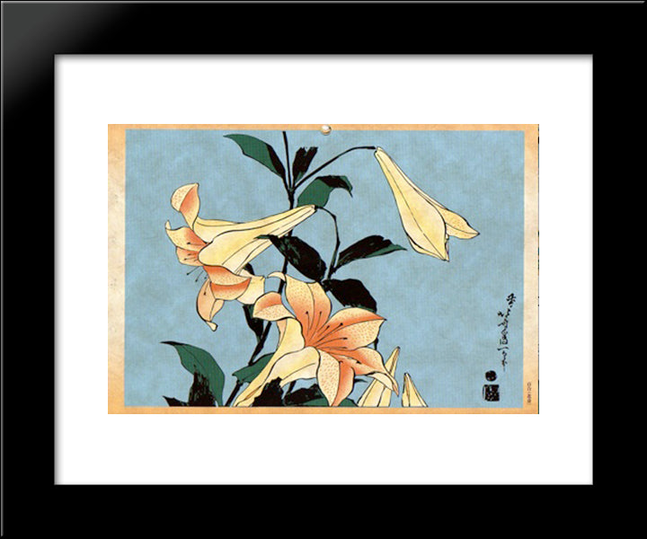 Lilly 20x24 Black Modern Wood Framed Art Print Poster by Hokusai, Katsushika