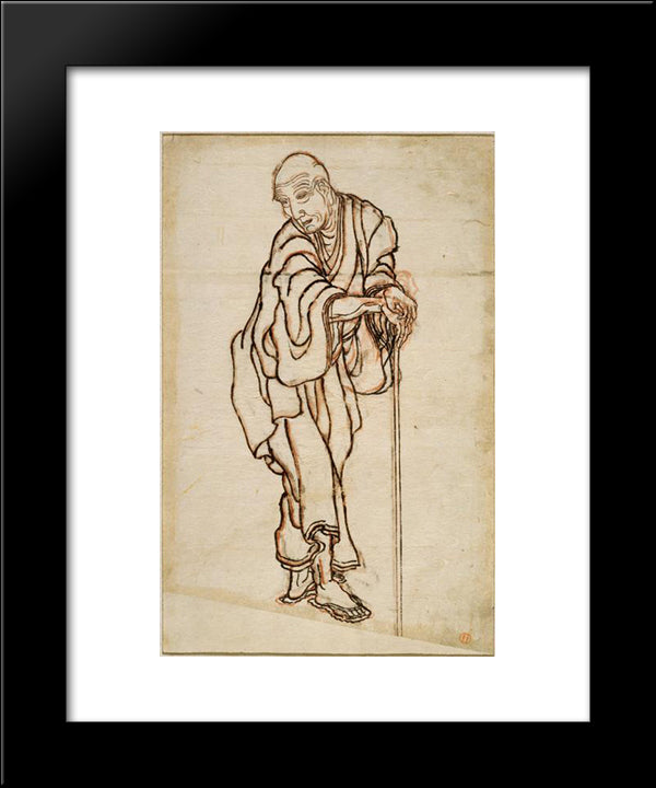 Self-Portrait In The Age Of An Old Man 20x24 Black Modern Wood Framed Art Print Poster by Hokusai, Katsushika