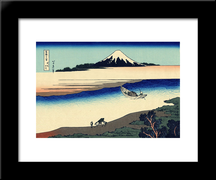 Tama River In The Musashi Province 20x24 Black Modern Wood Framed Art Print Poster by Hokusai, Katsushika
