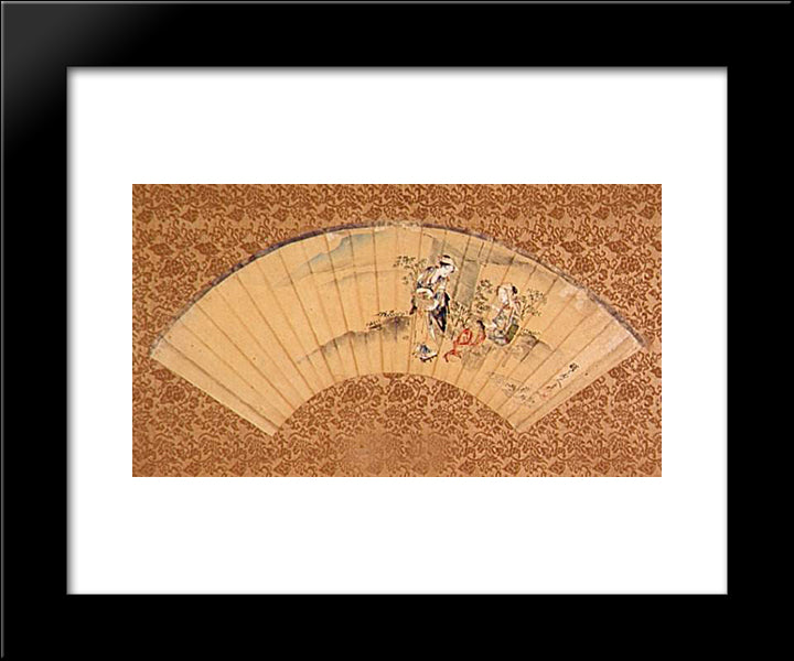 Tea Harvest 20x24 Black Modern Wood Framed Art Print Poster by Hokusai, Katsushika
