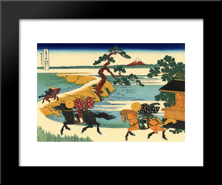 The Fields Of Sekiya By The Sumida River 20x24 Black Modern Wood Framed Art Print Poster by Hokusai, Katsushika