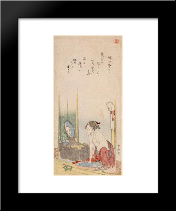 Woman 20x24 Black Modern Wood Framed Art Print Poster by Hokusai, Katsushika