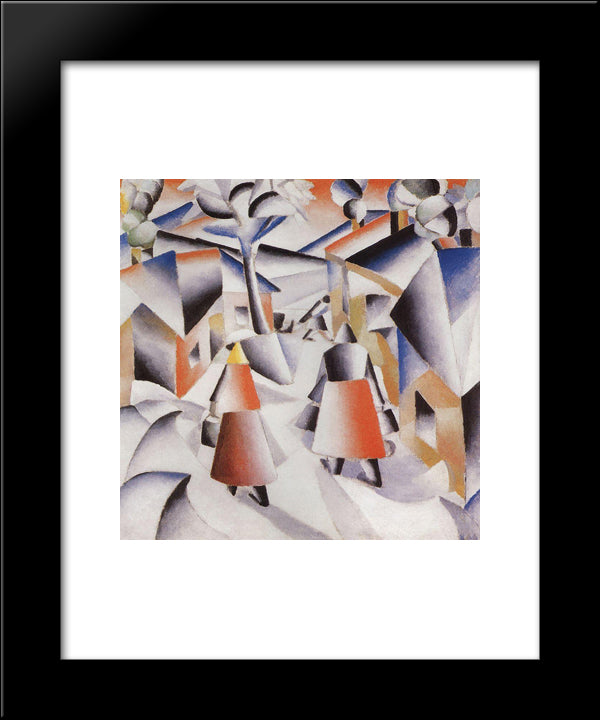 Morning In The Village After Snowstorm 20x24 Black Modern Wood Framed Art Print Poster by Malevich, Kazimir