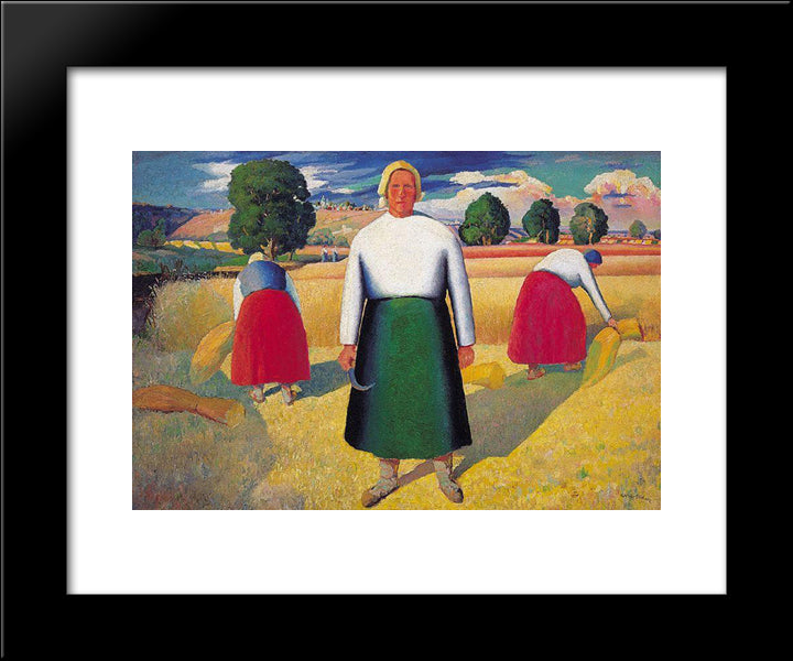 Reapers 20x24 Black Modern Wood Framed Art Print Poster by Malevich, Kazimir