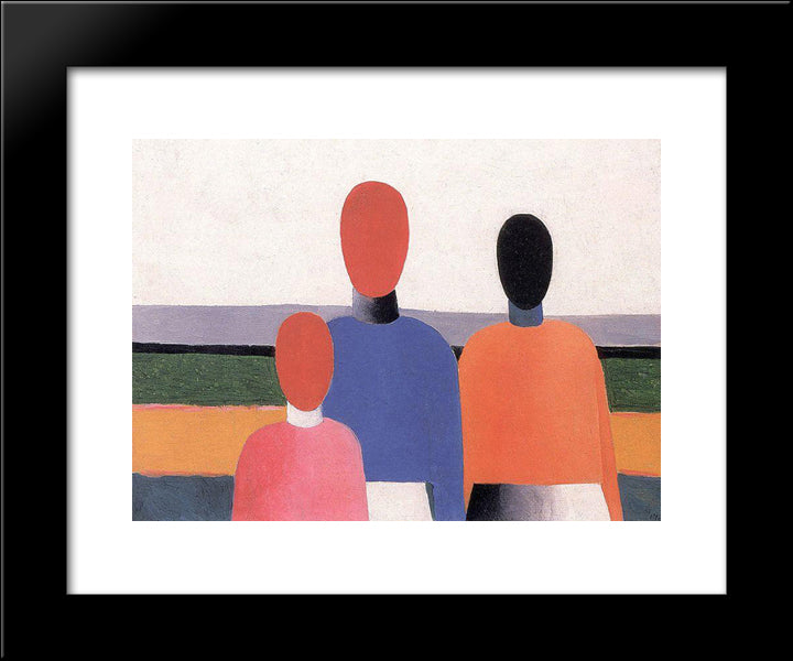 Three Woman Figures 20x24 Black Modern Wood Framed Art Print Poster by Malevich, Kazimir