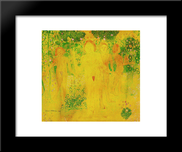 Woman Picking Flowers 20x24 Black Modern Wood Framed Art Print Poster by Malevich, Kazimir