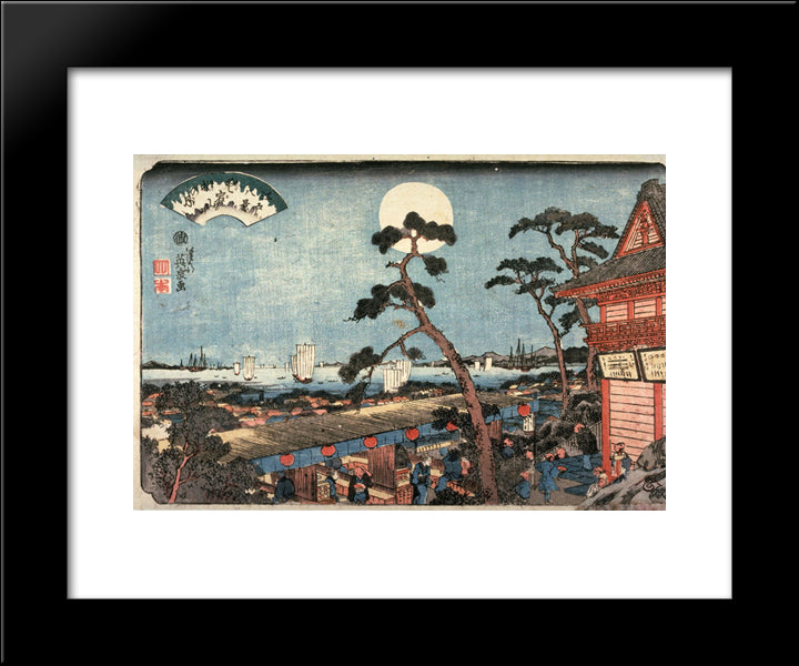 Autumn Moon Over Atago Hill (Atagosan No Aki No Tsuki) From The Series Eight Views Of Edo 20x24 Black Modern Wood Framed Art Print Poster by Eisen, Keisai