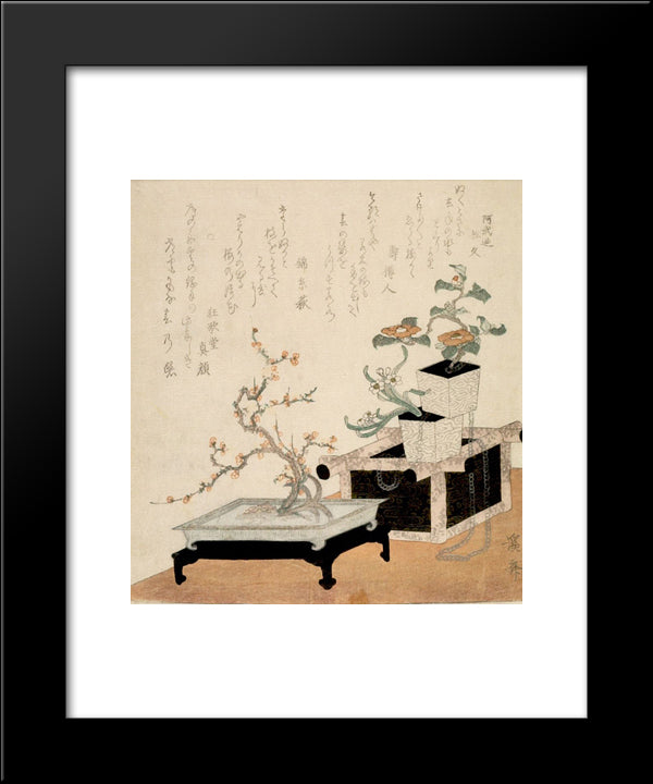 Flower Arrangements 20x24 Black Modern Wood Framed Art Print Poster by Eisen, Keisai