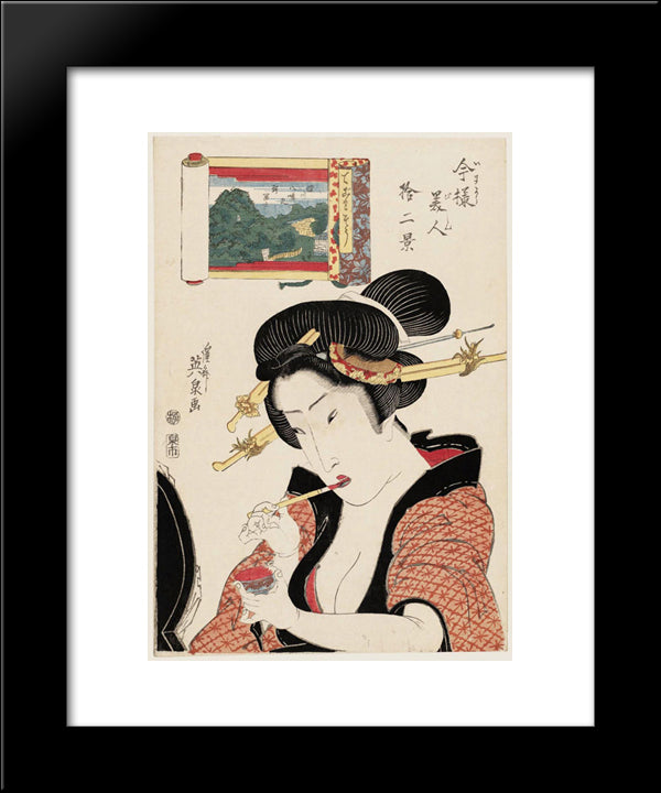 Fukagawa Hachiman No Shin Fuji, From The Series Twelve Views Of Modern Beauties (Imayo Bijin Juni Kei) 20x24 Black Modern Wood Framed Art Print Poster by Eisen, Keisai