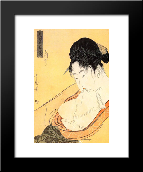 Courtesan 20x24 Black Modern Wood Framed Art Print Poster by Utamaro, Kitagawa