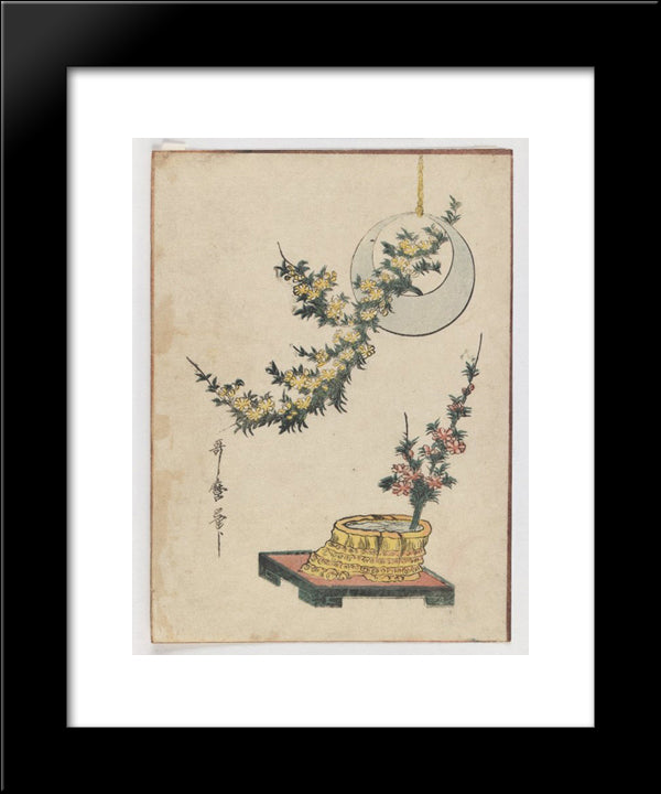 Flowers 20x24 Black Modern Wood Framed Art Print Poster by Utamaro, Kitagawa