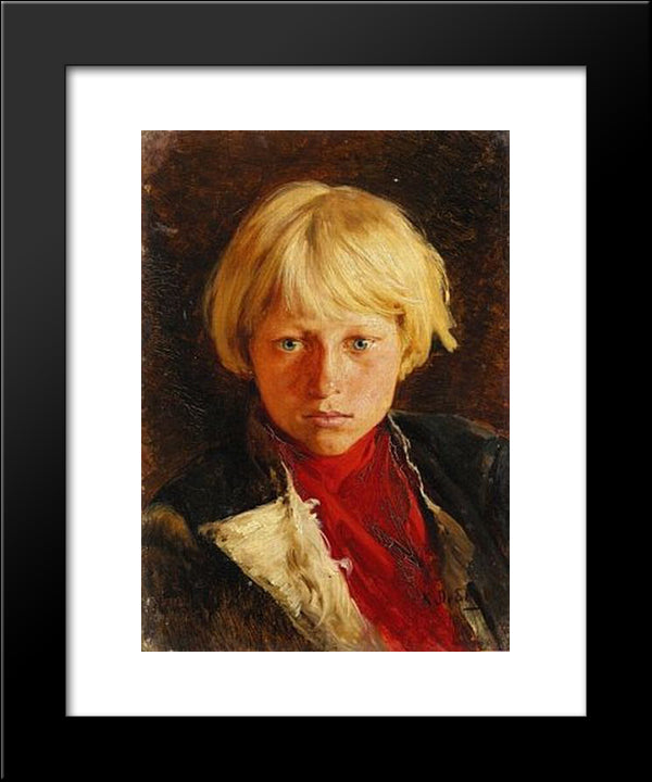 Portrait Of Boy 20x24 Black Modern Wood Framed Art Print Poster by Lebedev, Klavdy