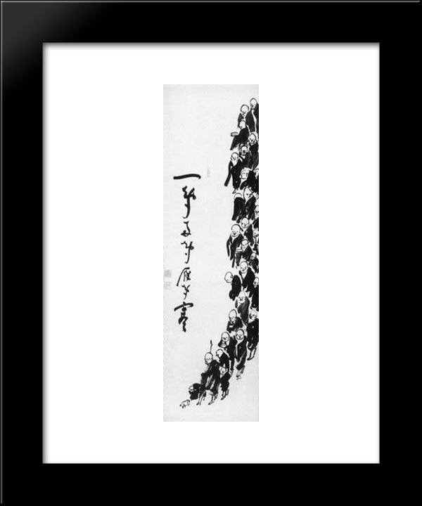 Kogan Gengei-Processing Of Monks 20x24 Black Modern Wood Framed Art Print Poster by Gengei, Kogan
