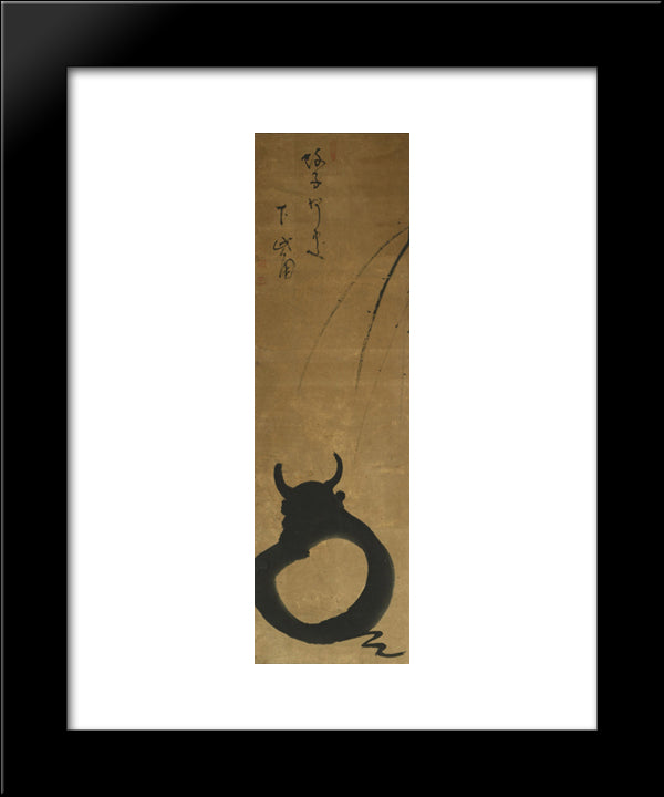 Kogan Gengei-Zen Bull (Enso) 20x24 Black Modern Wood Framed Art Print Poster by Gengei, Kogan