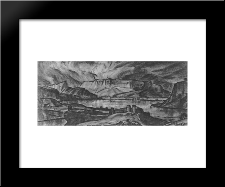 Fortress On The Seashore 20x24 Black Modern Wood Framed Art Print Poster by Bogaevsky, Konstantin