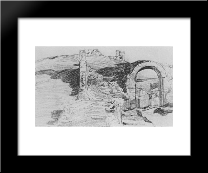 Gates In The Tower 20x24 Black Modern Wood Framed Art Print Poster by Bogaevsky, Konstantin
