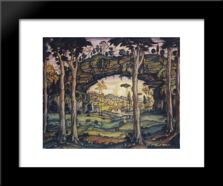 Italian Landscape 20x24 Black Modern Wood Framed Art Print Poster by Bogaevsky, Konstantin