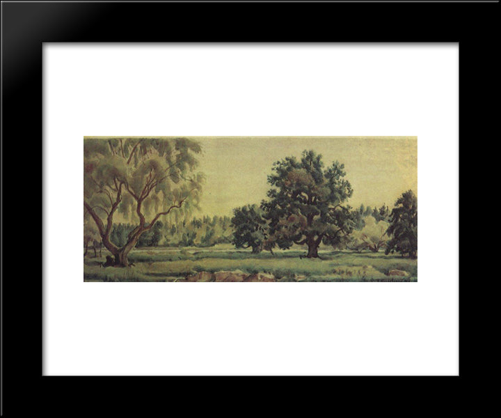 Landscape With Oaks And Willows 20x24 Black Modern Wood Framed Art Print Poster by Bogaevsky, Konstantin