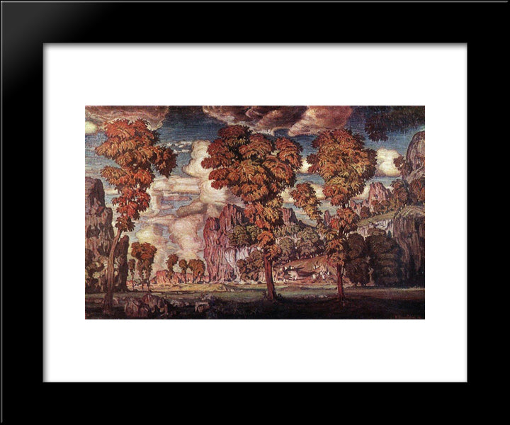 Landscape With Rocks. Stary Krym. 20x24 Black Modern Wood Framed Art Print Poster by Bogaevsky, Konstantin