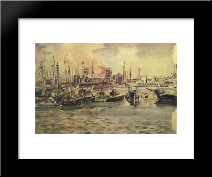 Mariupol Port And Plant 20x24 Black Modern Wood Framed Art Print Poster by Bogaevsky, Konstantin