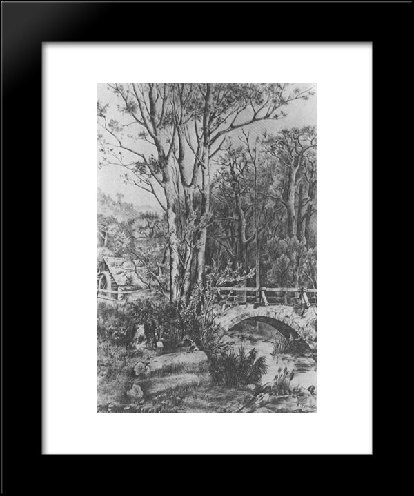 Mill Near The Forest Creek 20x24 Black Modern Wood Framed Art Print Poster by Bogaevsky, Konstantin