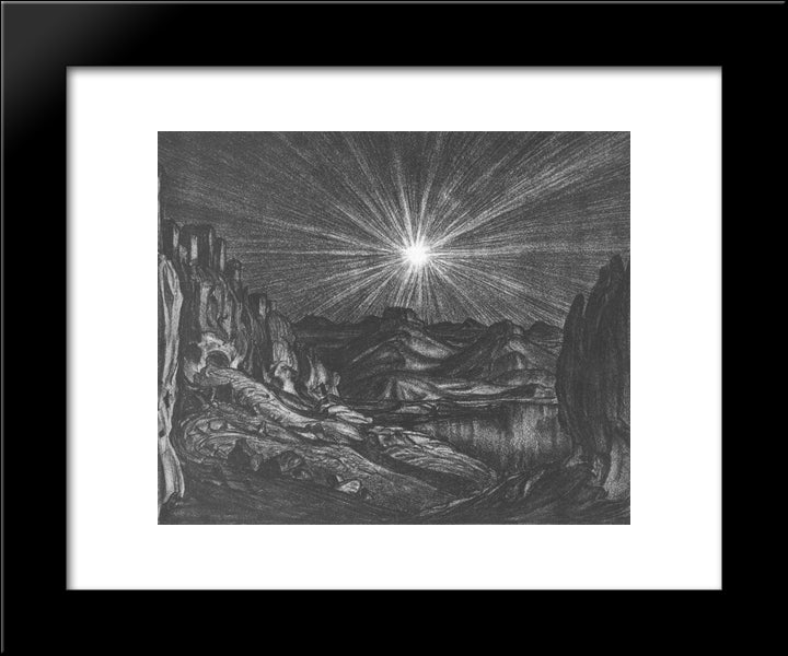 Night 20x24 Black Modern Wood Framed Art Print Poster by Bogaevsky, Konstantin