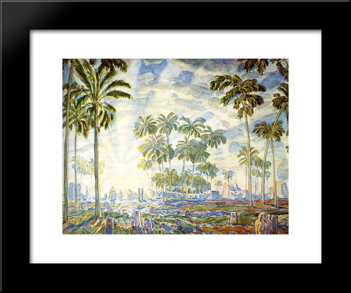 Palm Trees 20x24 Black Modern Wood Framed Art Print Poster by Bogaevsky, Konstantin