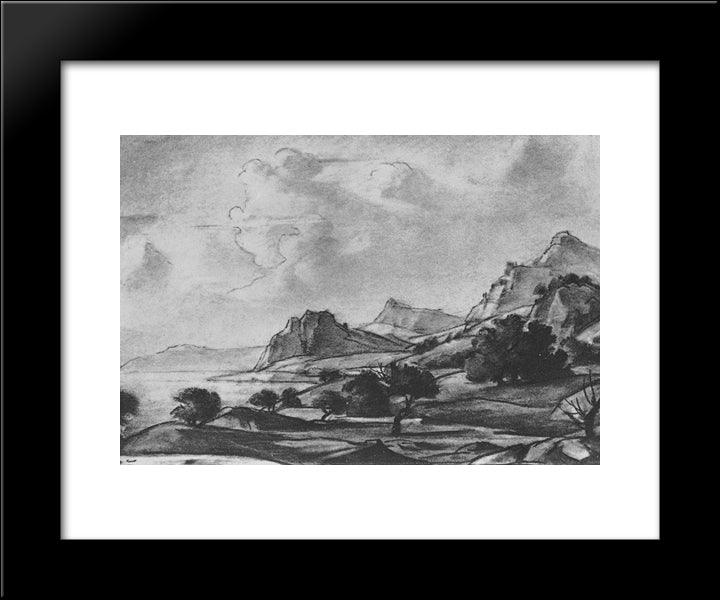 Romantic Landscape. On The Seashore. 20x24 Black Modern Wood Framed Art Print Poster by Bogaevsky, Konstantin