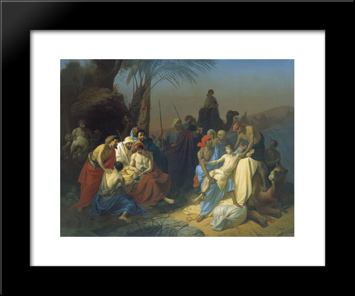 Children Of Jacob Sell His Brother Joseph 20x24 Black Modern Wood Framed Art Print Poster by Flavitsky, Konstantin Dmitriyevich