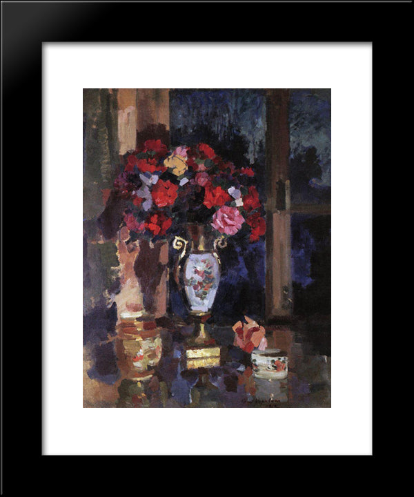 A Bouquet Of Paper Roses 20x24 Black Modern Wood Framed Art Print Poster by Korovin, Konstantin