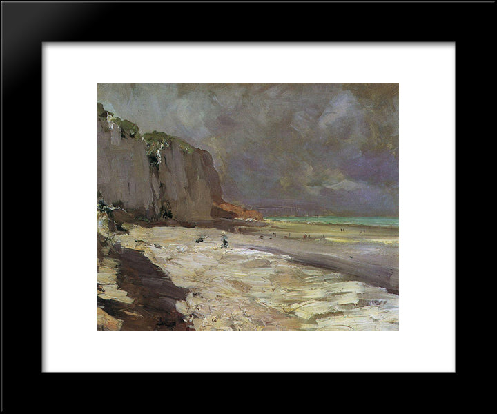 Beach At Dieppe 20x24 Black Modern Wood Framed Art Print Poster by Korovin, Konstantin