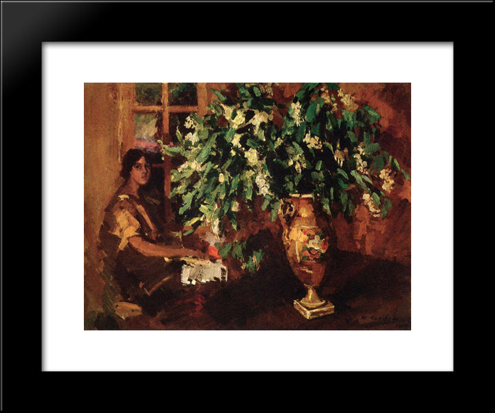 Bird Cherry 20x24 Black Modern Wood Framed Art Print Poster by Korovin, Konstantin