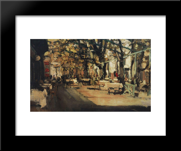 Cafe In Yalta 20x24 Black Modern Wood Framed Art Print Poster by Korovin, Konstantin