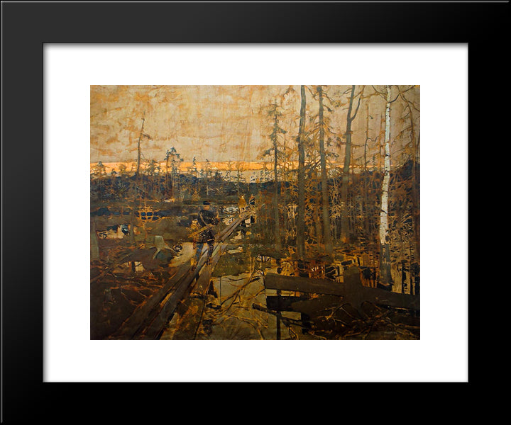 First Steps Of Prospectors In Tundra 20x24 Black Modern Wood Framed Art Print Poster by Korovin, Konstantin