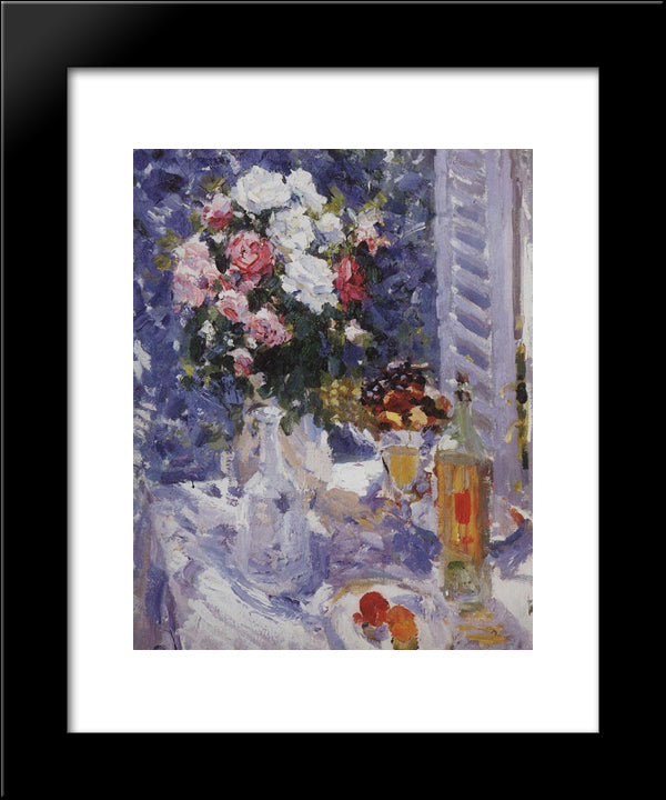 Flowers And Fruit 20x24 Black Modern Wood Framed Art Print Poster by Korovin, Konstantin