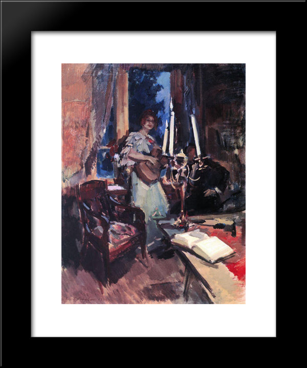 Night 20x24 Black Modern Wood Framed Art Print Poster by Korovin, Konstantin