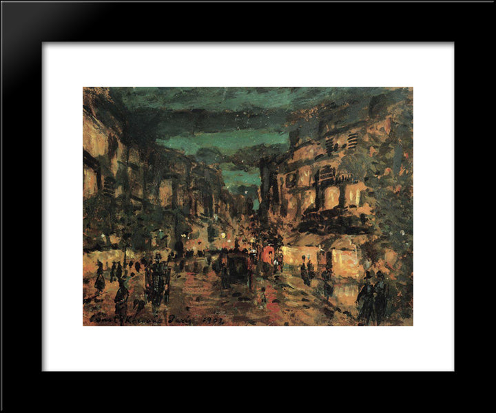 Night Street.Paris 20x24 Black Modern Wood Framed Art Print Poster by Korovin, Konstantin
