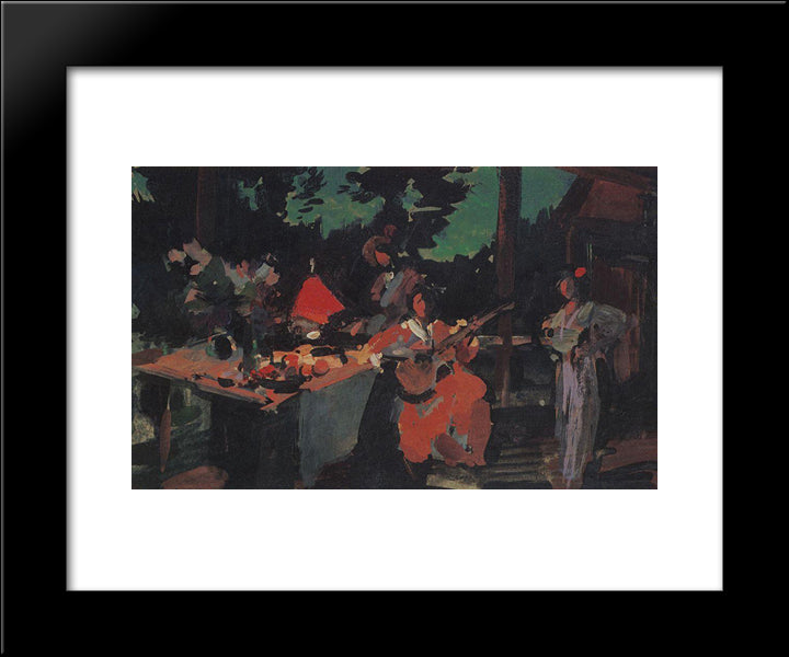 On A Terrace. Evening In The Coutry 20x24 Black Modern Wood Framed Art Print Poster by Korovin, Konstantin