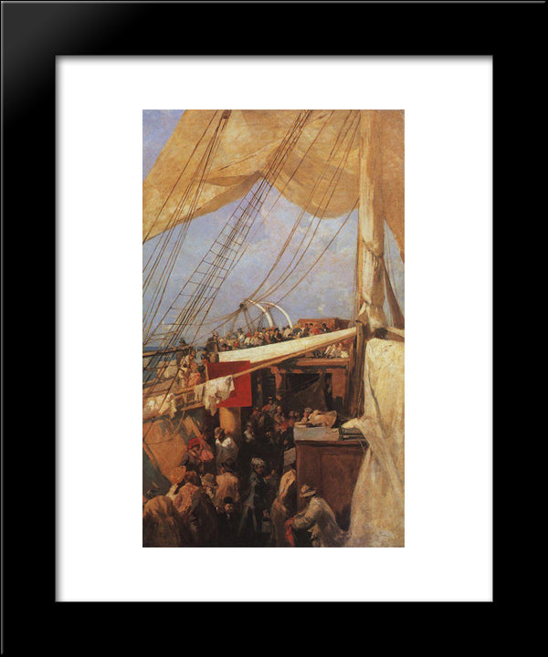 On Deck 20x24 Black Modern Wood Framed Art Print Poster by Korovin, Konstantin