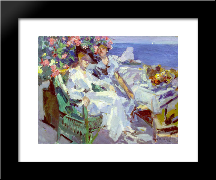 On Terrace 20x24 Black Modern Wood Framed Art Print Poster by Korovin, Konstantin